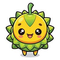 a cartoon character of a yellow fruit with green leaves vector