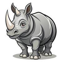 a cartoon rhino standing on a white background vector