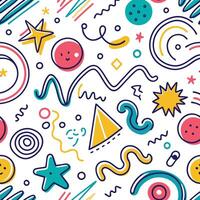 seamless pattern with colorful objects and shapes vector