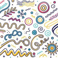 a colorful pattern with various shapes and lines vector