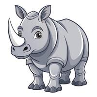 a cartoon rhino standing on a white background vector