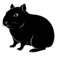 a black and white silhouette of a guinea pig vector