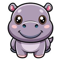 a cartoon hippo with big eyes and a smile vector