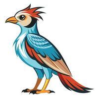 a cartoon bird with red and blue feathers vector