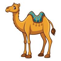cartoon camel with saddle on white background vector
