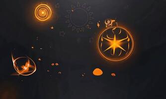 Abstract Cosmic Composition with Glowing Orbs and Celestial Elements in Dark Space Background video