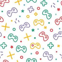 a colorful pattern with game controllers and other symbols vector