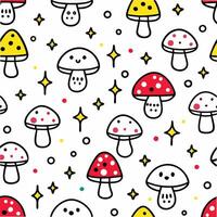 a pattern with mushrooms and stars on it vector