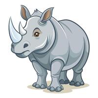 a cartoon rhino standing on a white background vector