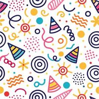 seamless pattern with party hats and other items vector