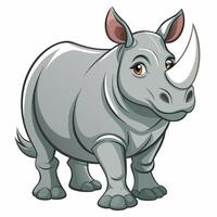 a cartoon rhino standing on a white background vector