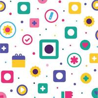 a colorful pattern with icons and other items vector