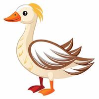 a cartoon duck with a white beak and yellow feet vector