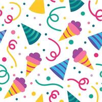 a colorful party hat and confetti pattern vector
