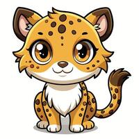 a cartoon leopard sitting down and looking at the camera vector