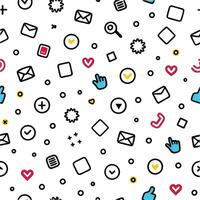 seamless pattern with icons and symbols on white background vector