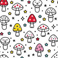 a seamless pattern with mushrooms and stars vector