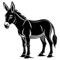 a black and white donkey standing in front of a white background vector