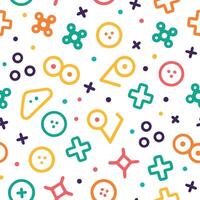 a colorful pattern with buttons, squares and other symbols vector