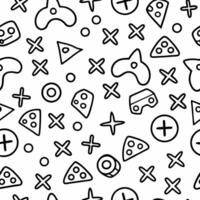 a black and white pattern with various game icons vector