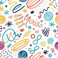 seamless pattern with colorful doodles and scribbles vector