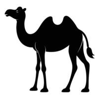 a camel is shown in black and white on a white background vector