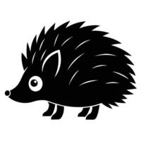 a black and white hedgehog on a white background vector