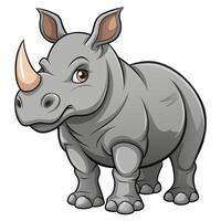 a cartoon rhino standing on a white background vector