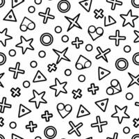 a black and white pattern with various shapes vector