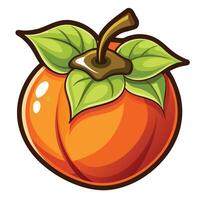 an orange fruit with leaves on it vector