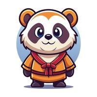 a cartoon panda wearing a traditional chinese outfit vector