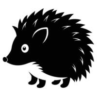 a black and white hedgehog on a white background vector