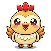a cartoon chicken with big eyes and a red head vector
