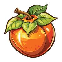 an orange fruit with leaves on it vector