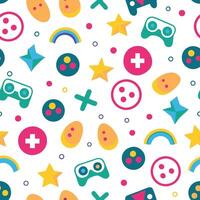 a colorful pattern with game controllers and other items vector