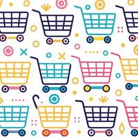 shopping cart seamless pattern with colorful icons vector