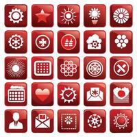 red square icons with various symbols vector