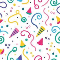 seamless pattern with party hats and confetti vector