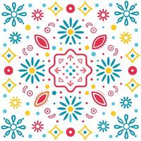 colorful pattern with flowers and stars on a white background vector