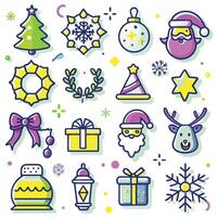 christmas icons set in a flat style vector