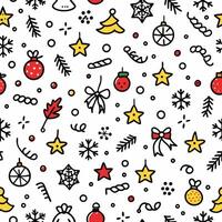 christmas seamless pattern with red, yellow and white elements vector