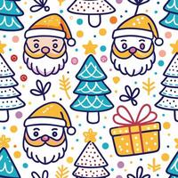 seamless pattern with santa claus and christmas trees vector