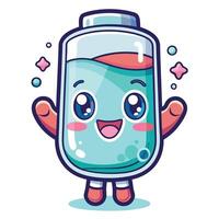 cartoon character of a battery with eyes and hands vector