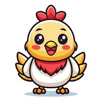 a cartoon chicken with a red head and a white body vector