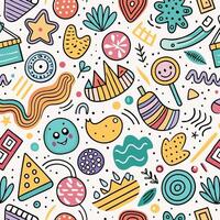 a colorful doodle pattern with various objects vector