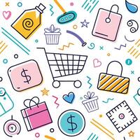 shopping seamless pattern with colorful icons vector