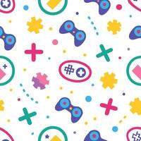 a colorful pattern with game controllers and other items vector