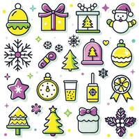 a set of colorful christmas icons on a white background vector