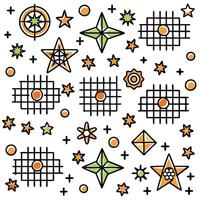 a set of geometric shapes and stars on a white background vector