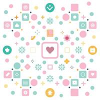 a colorful pattern with a heart in the center vector